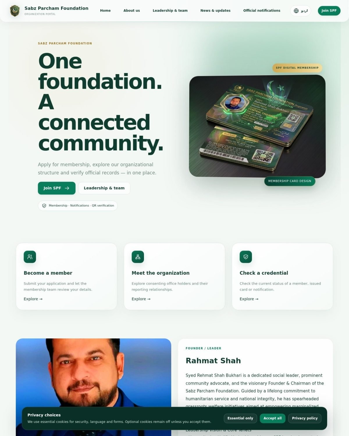 Sabz Parcham Foundation — website preview